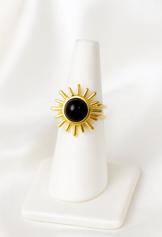 Flower open ring zwart