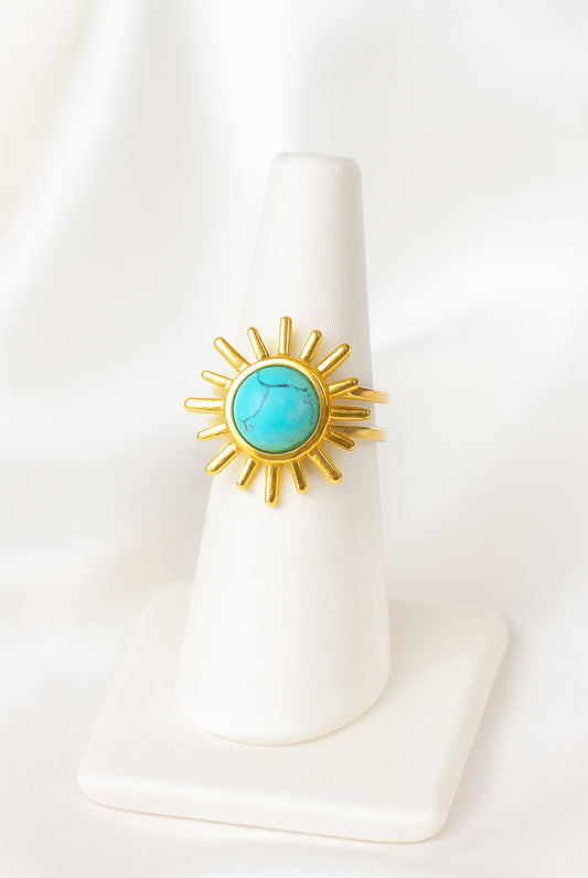 Flower open ring blauw gevlekt