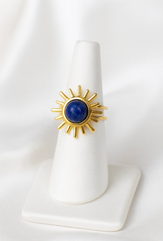 Flower open ring blauw