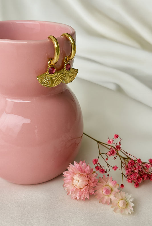 Elena Roza waaier oorhangers met zirconia steentje