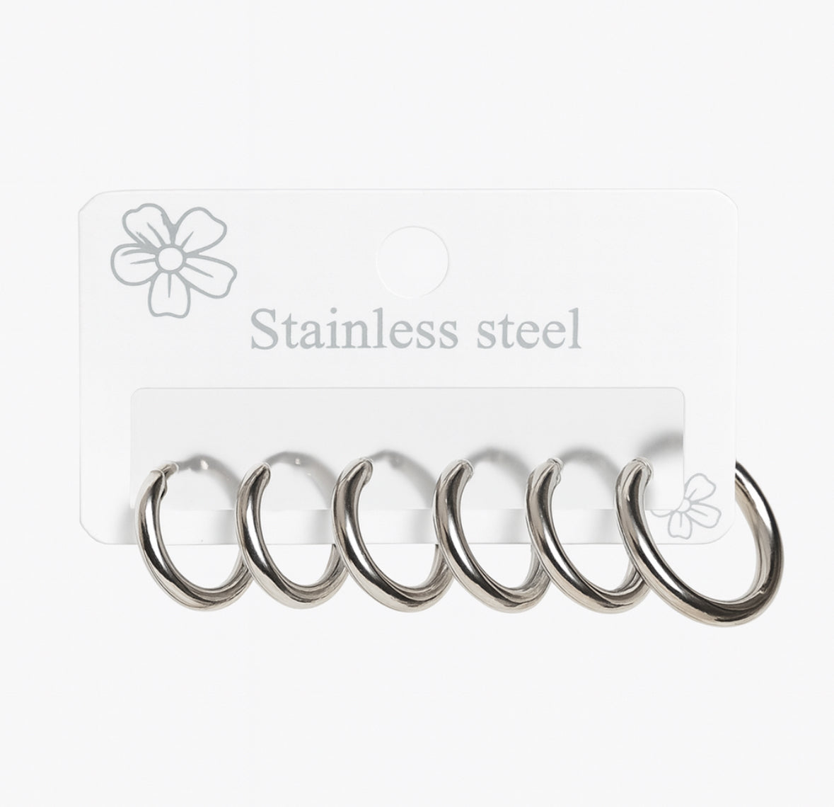 Set van drie oorringen eenvoudig zilver