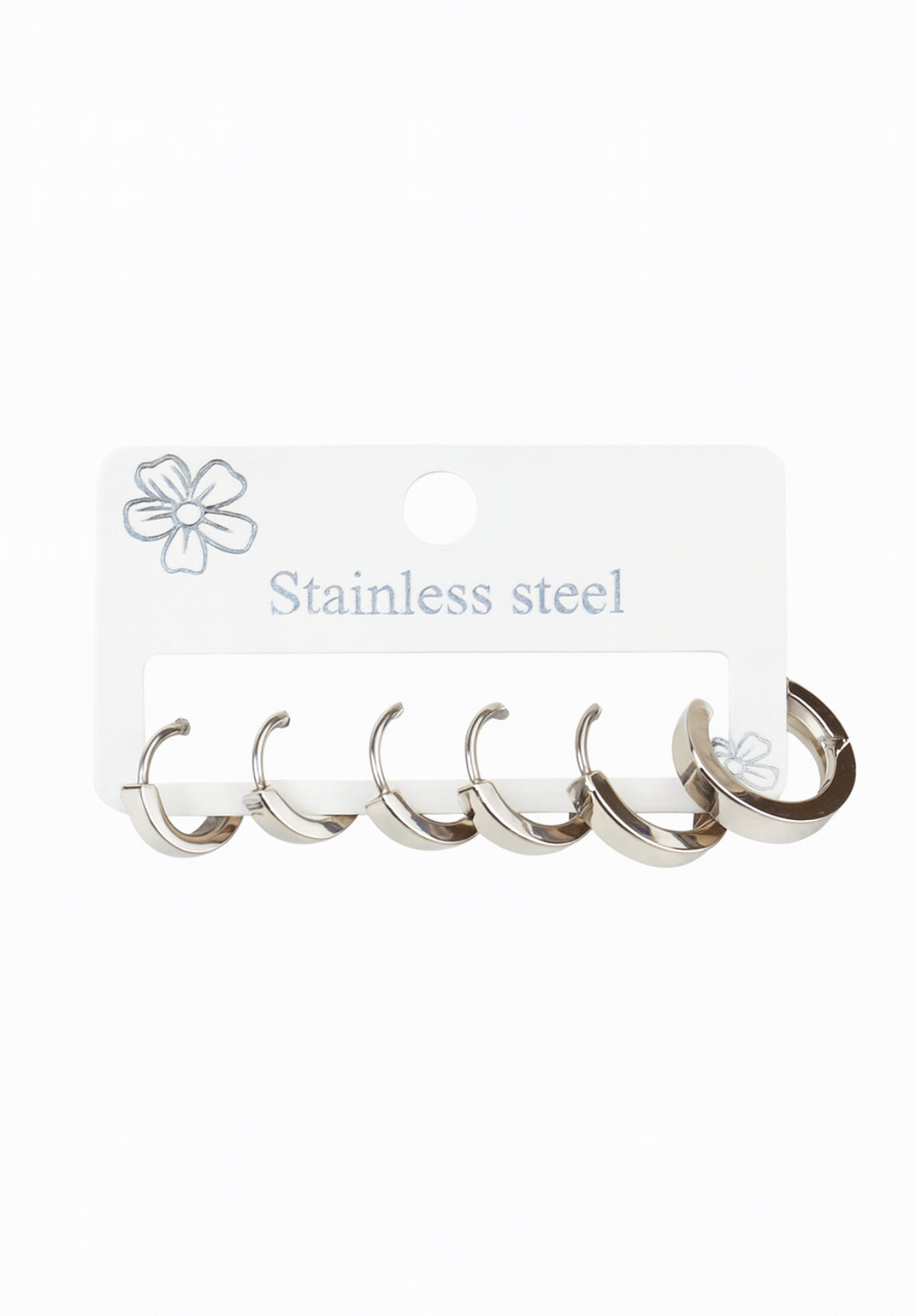 Setje van drie oorbellen vierkant zilver