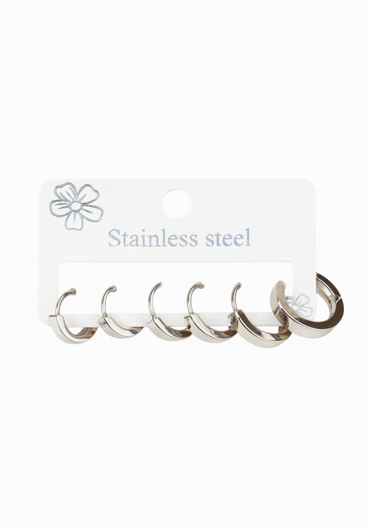 Setje van drie oorbellen vierkant zilver