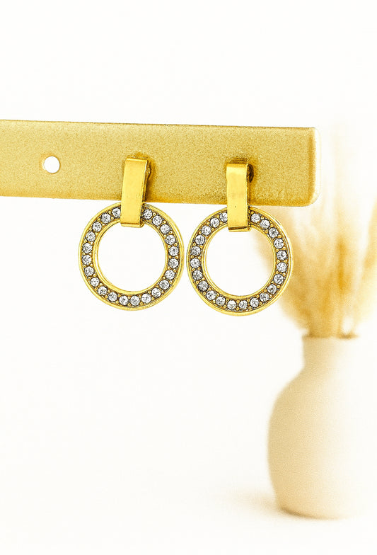 Cilla oorhangers rond met kristallen